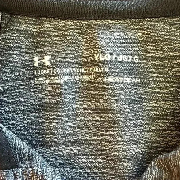 Under Armour UA Polo Shirt Youth Boys Size Large Gray Stretch - Picture 2 of 6